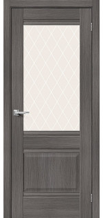 Межкомнатная дверь экошпон Прима-3 Grey Veralinga со стеклом White Сrystal