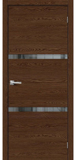 Межкомнатная дверь экошпон Браво-255 Brown Skyline со стеклом Mirox Grey