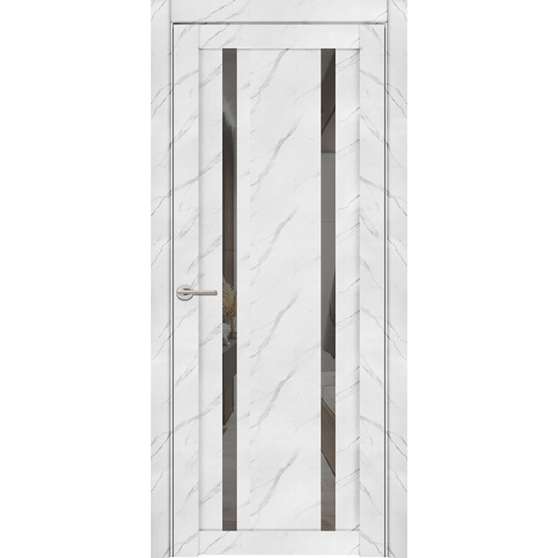 Межкомнатная дверь экошпон Soft Touch UniLine Mramor 30006/1 Marable монте белый со стеклом