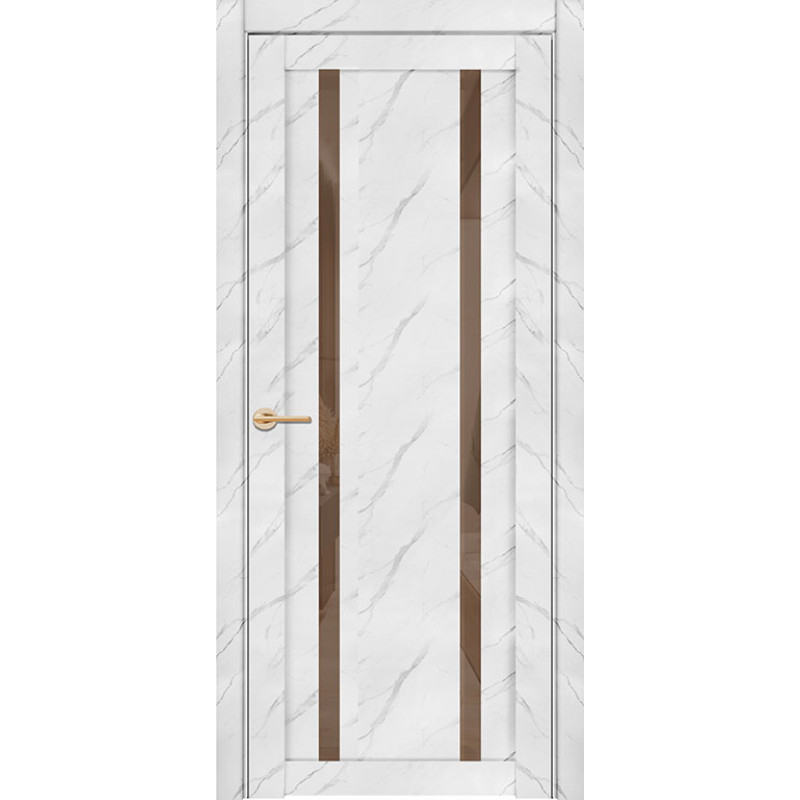 Межкомнатная дверь экошпон Soft Touch UniLine Mramor 30006/1 Marable монте белый со стеклом