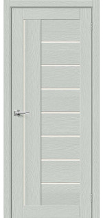 Межкомнатная дверь экошпон Браво-29 Grey Wood со стеклом Magic Fog.