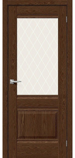 Межкомнатная дверь экошпон Прима-3 Brown Dreamline со стеклом White Сrystal