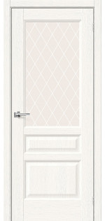 Межкомнатная дверь экошпон Неоклассик-35 White Wood со стеклом White Сrystal