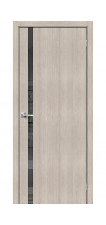 Межкомнатная дверь экошпон Браво-155 Cappuccino Melinga со стеклом Mirox Grey