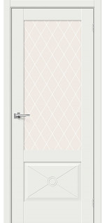 Межкомнатная дверь эмалит Прима-13Ф200 White Matt со стеклом White Сrystal