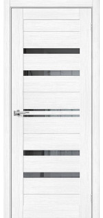 Межкомнатная дверь экошпон Браво-30 Snow Melinga со стеклом Mirox Grey