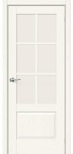 Межкомнатная дверь экошпон Прима-1301 White Wood со стеклом Magic Fog