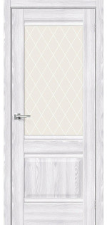 Межкомнатная дверь экошпон Прима-3 Riviera Ice со стеклом White Сrystal