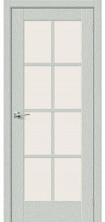 Межкомнатная дверь экошпон Прима-11.1 Grey Wood со стеклом Magic Fog.