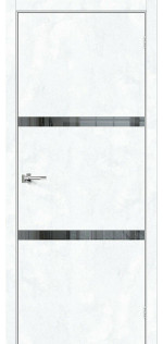 Межкомнатная дверь экошпон Браво-255 Snow Art со стеклом Mirox Grey