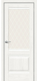 Межкомнатная дверь экошпон Прима-3 White Dreamline со стеклом White Сrystal