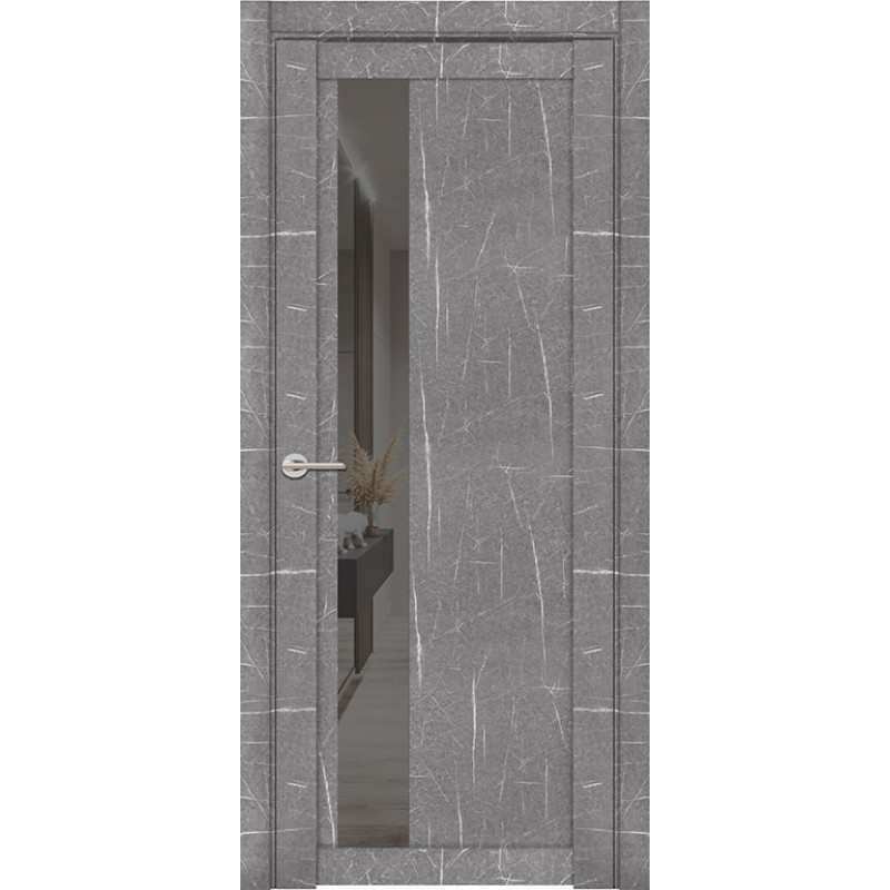 Межкомнатная дверь экошпон Soft Touch UniLine Mramor 30004/1 торос серый стекло зеркало Grey