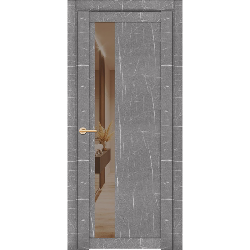 Межкомнатная дверь экошпон Soft Touch UniLine Mramor 30004/1 торос серый стекло зеркало Grey