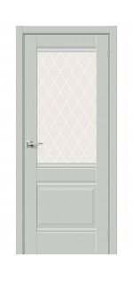 Межкомнатная дверь экошпон Прима-3 Grey Matt со стеклом White Сrystal