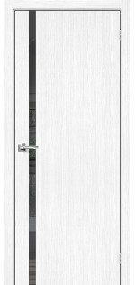 Межкомнатная дверь экошпон Браво-155 Snow Melinga со стеклом Mirox Grey