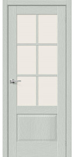 Межкомнатная дверь экошпон Прима-13.0.1 Grey Wood со стеклом Magic Fog.
